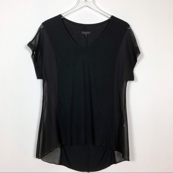 sheer black top short sleeve